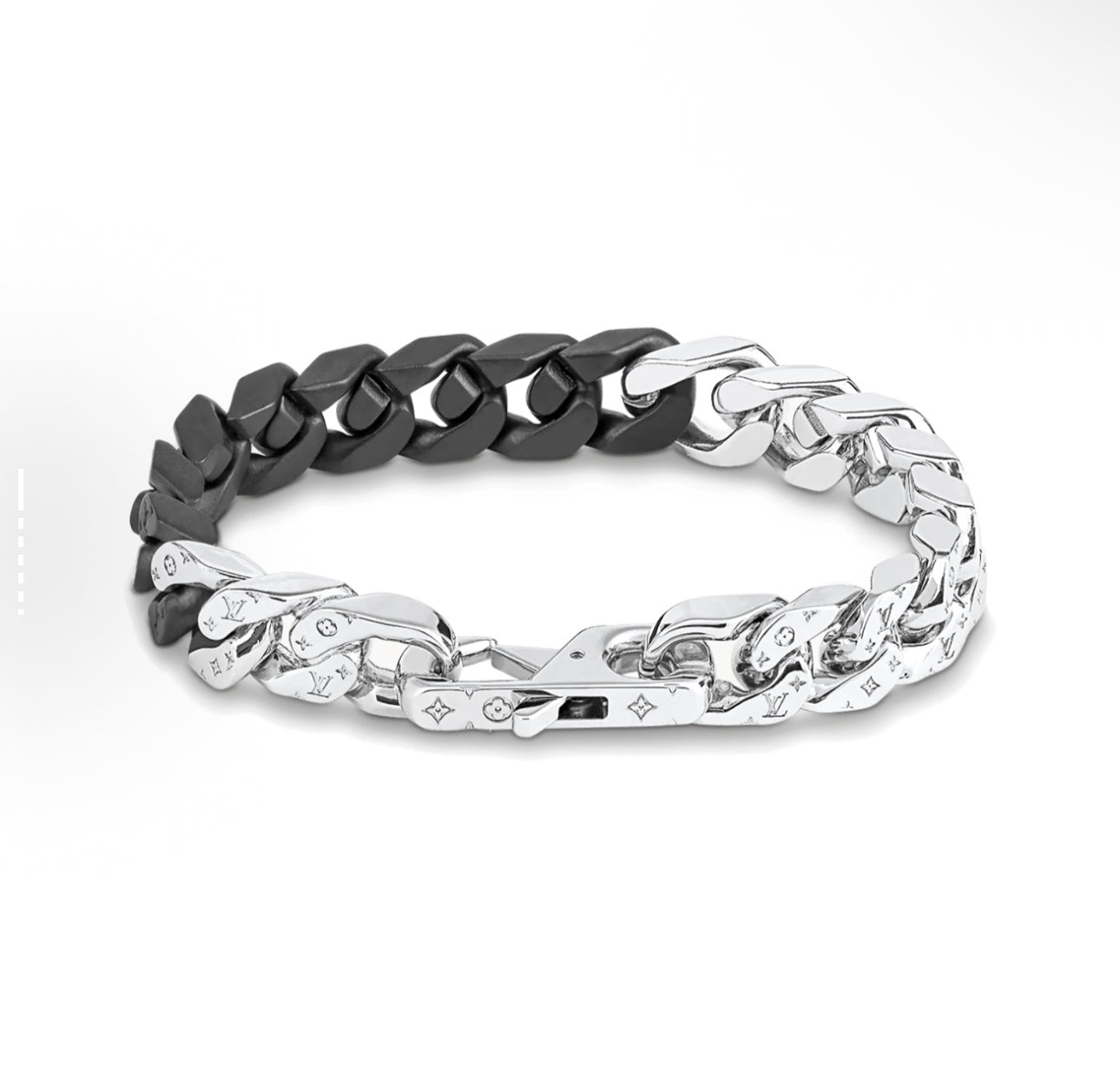 1V Cuban Bracelet Black Silver