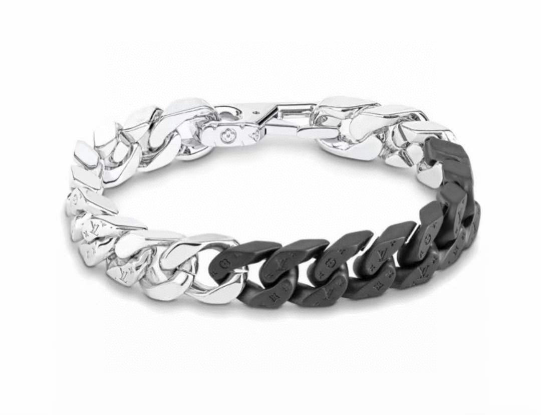 1V Cuban Bracelet Black Silver