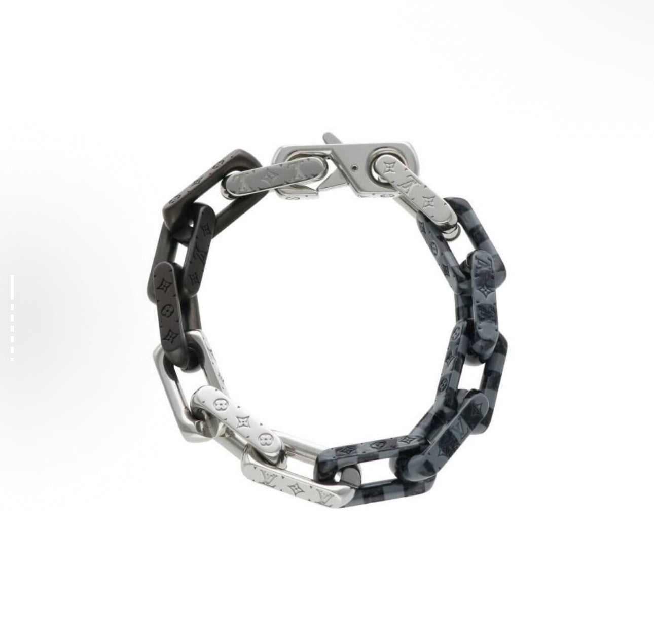 1V Cuban bracelet silver black