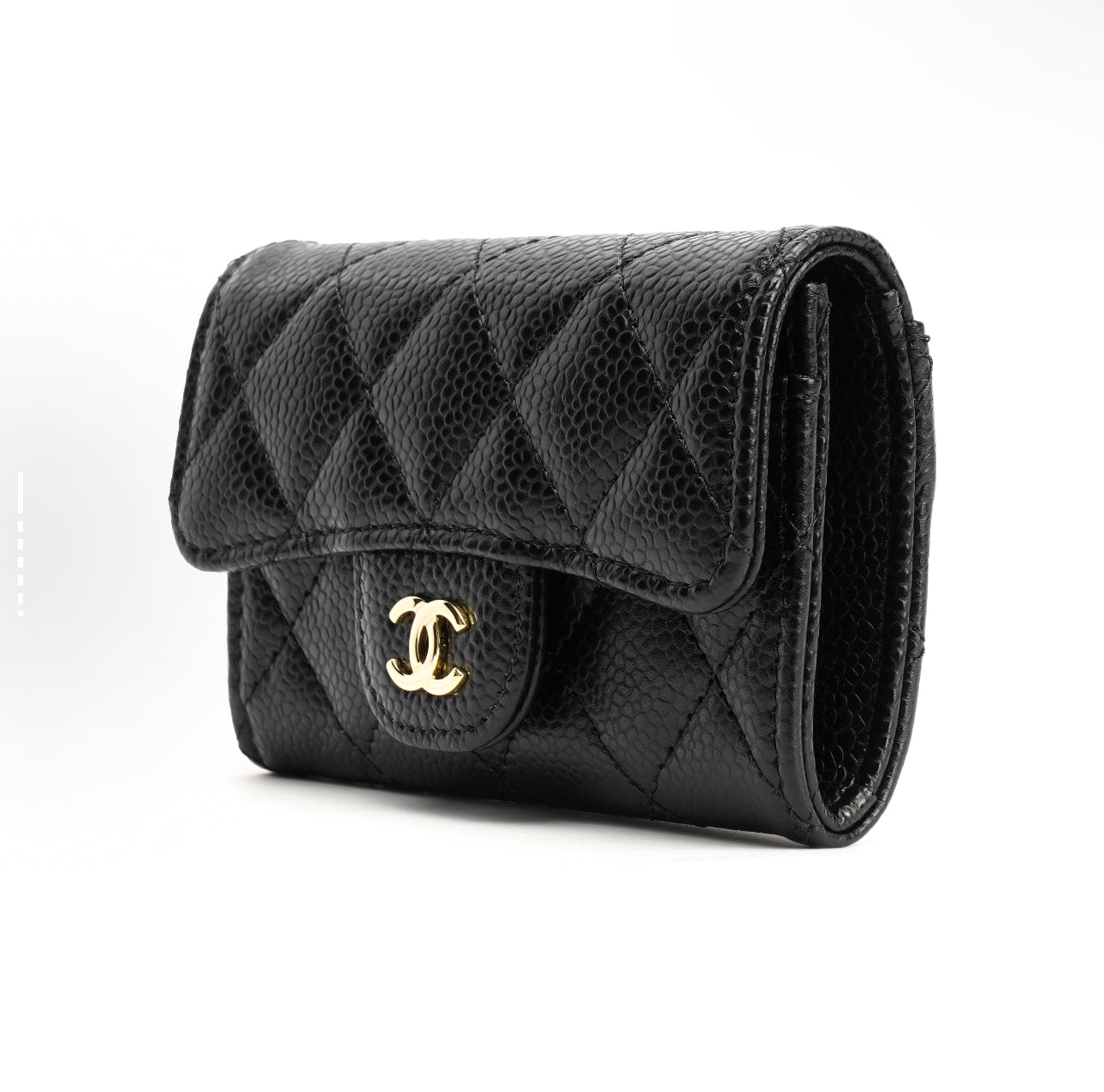 Double C Card Bag -Black leather