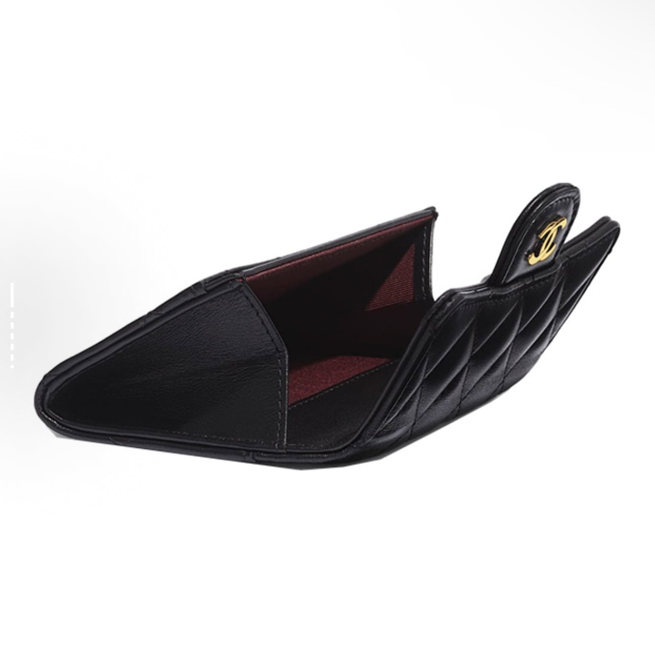 Double C Card Bag -Black leather