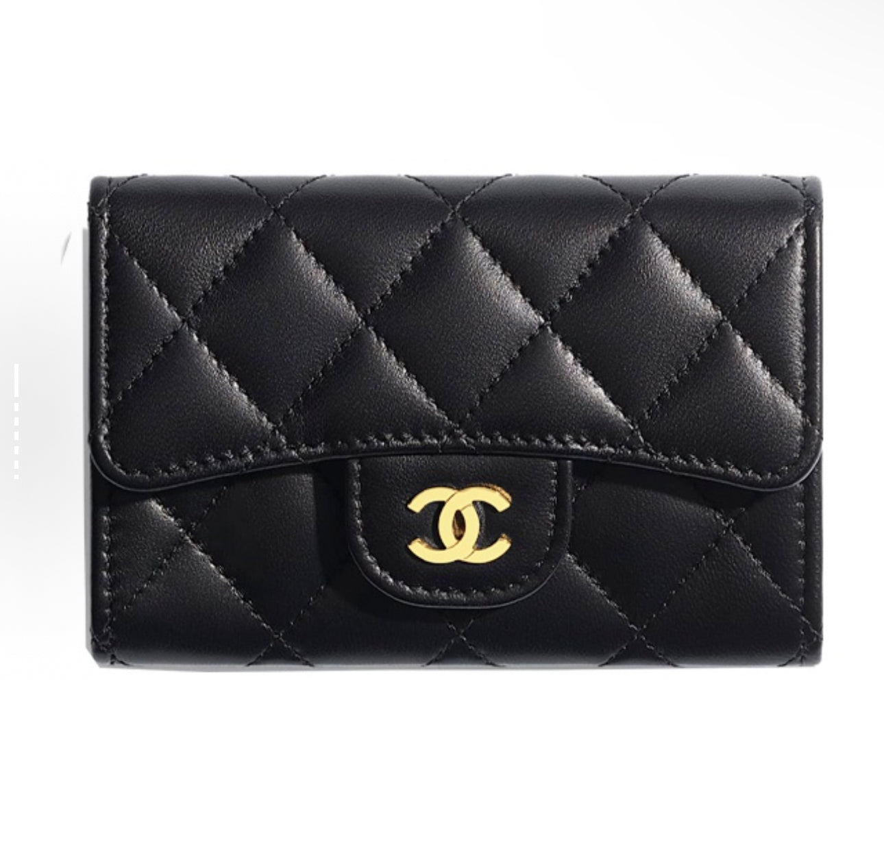 Double C Card Bag -Black leather