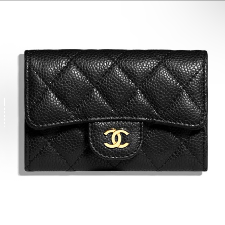 Double C Card Bag -Black leather