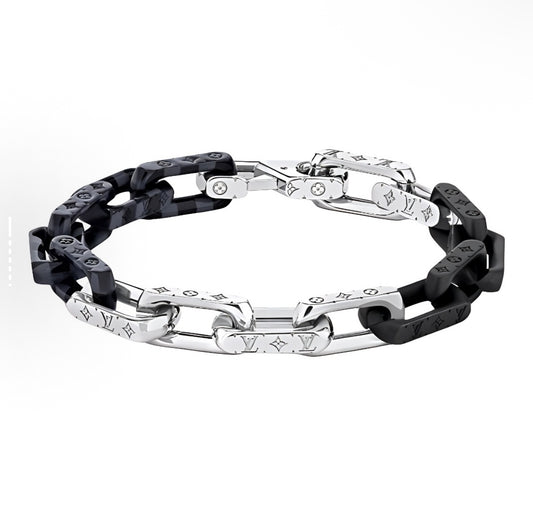 1V Cuban bracelet silver black