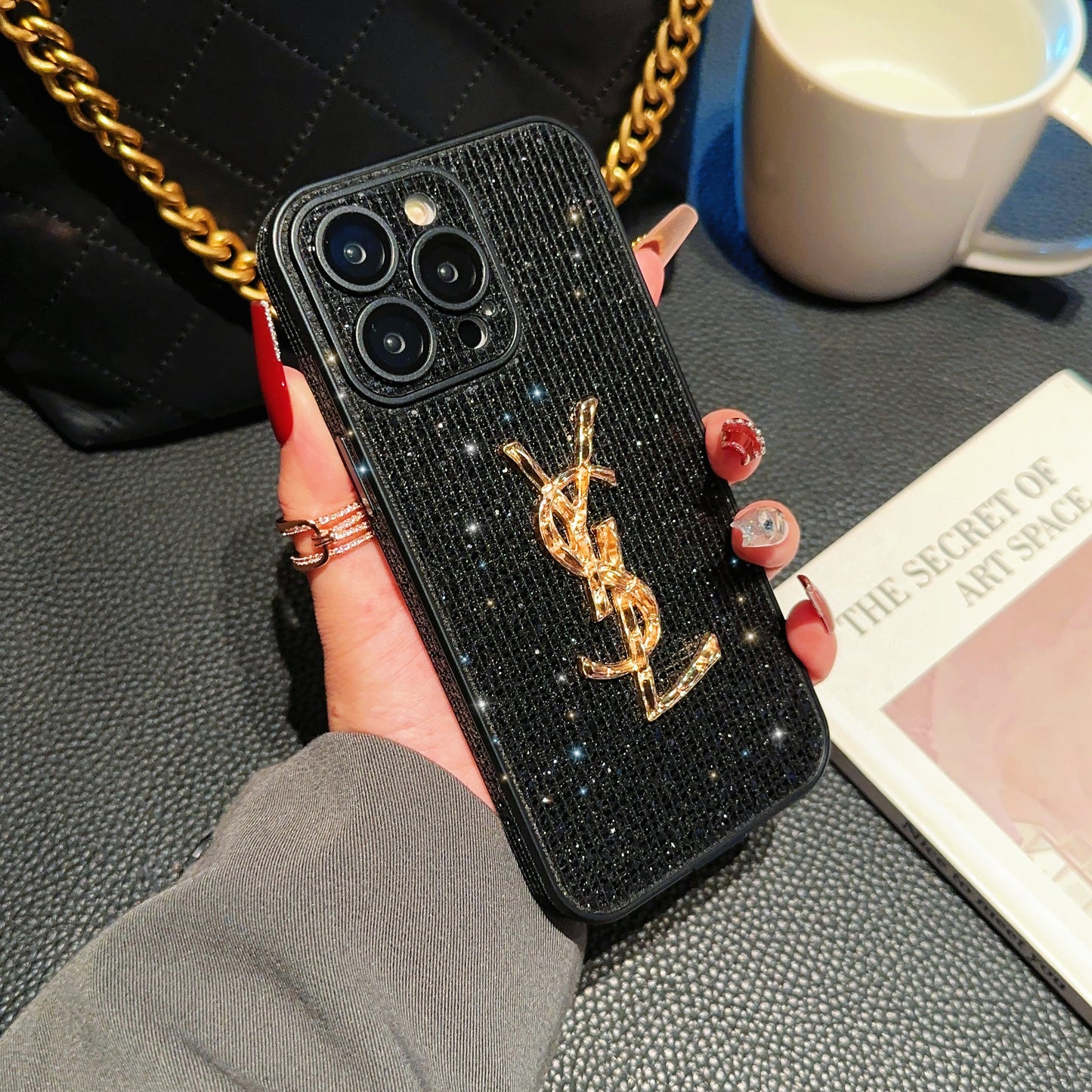 SLL Crystal-Embellished Apple Phone Case