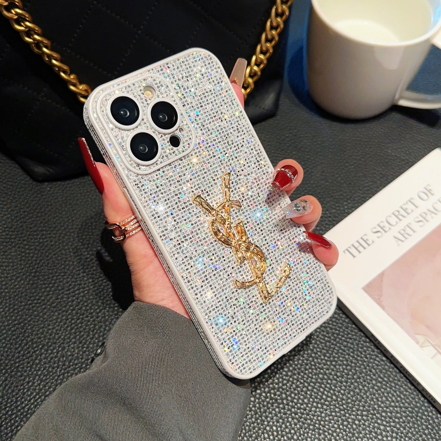 SLL Crystal-Embellished Apple Phone Case