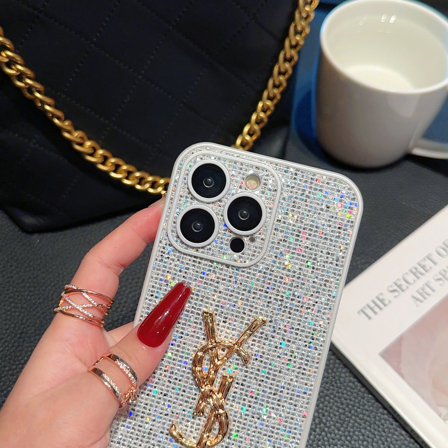 SLL Crystal-Embellished Apple Phone Case