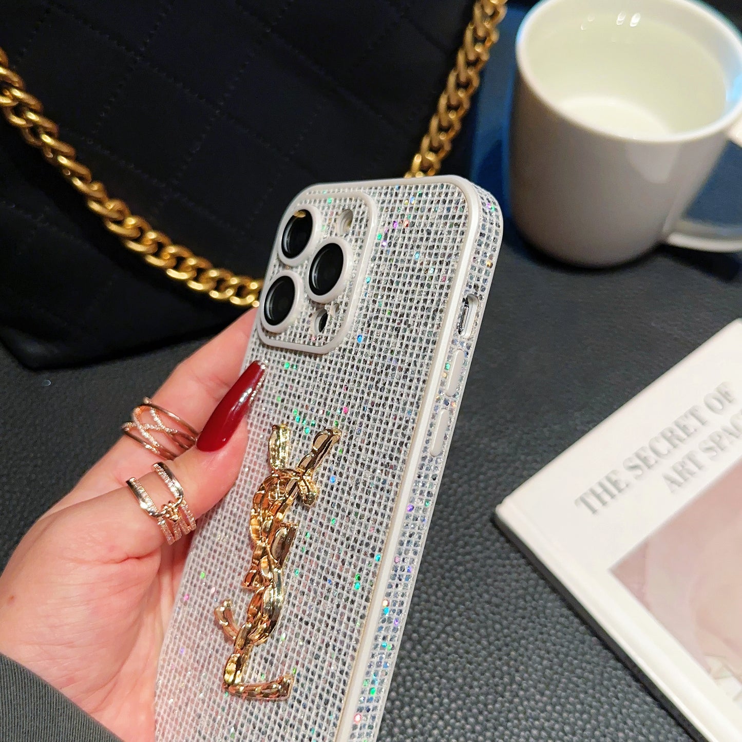 SLL Crystal-Embellished Apple Phone Case