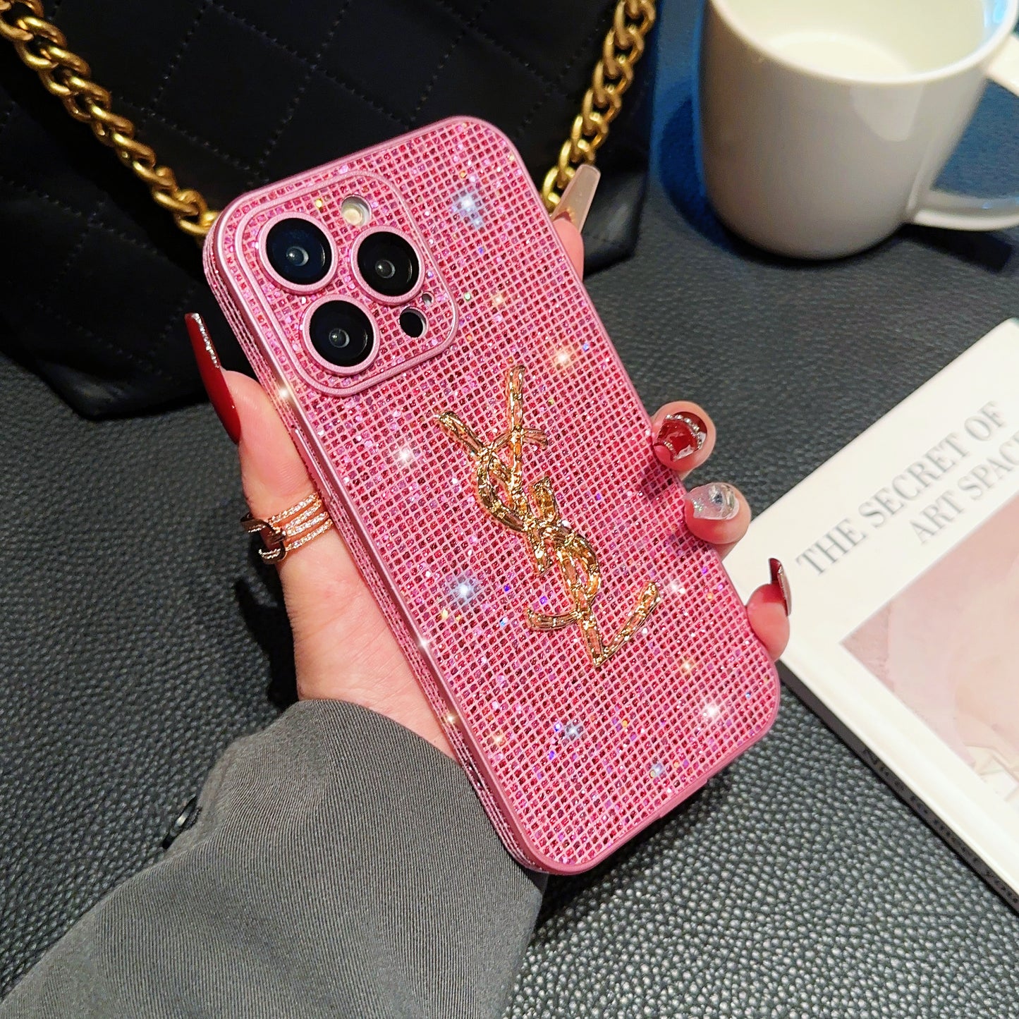 SLL Crystal-Embellished Apple Phone Case