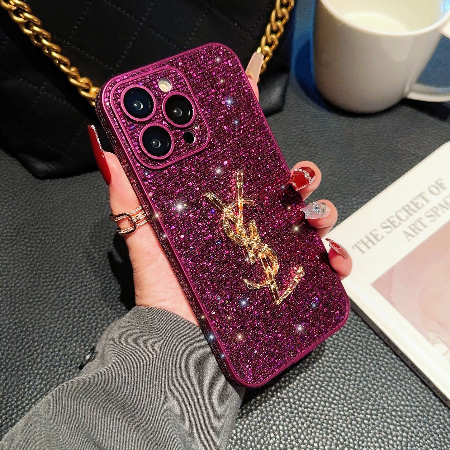 SLL Crystal-Embellished Apple Phone Case