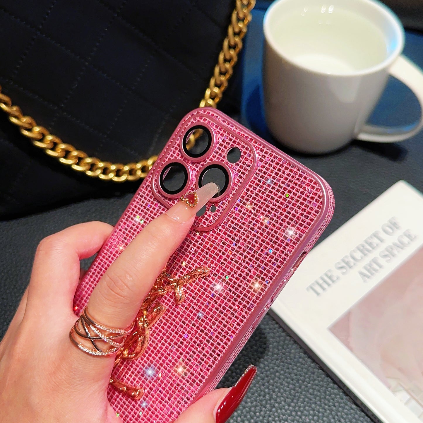 SLL Crystal-Embellished Apple Phone Case