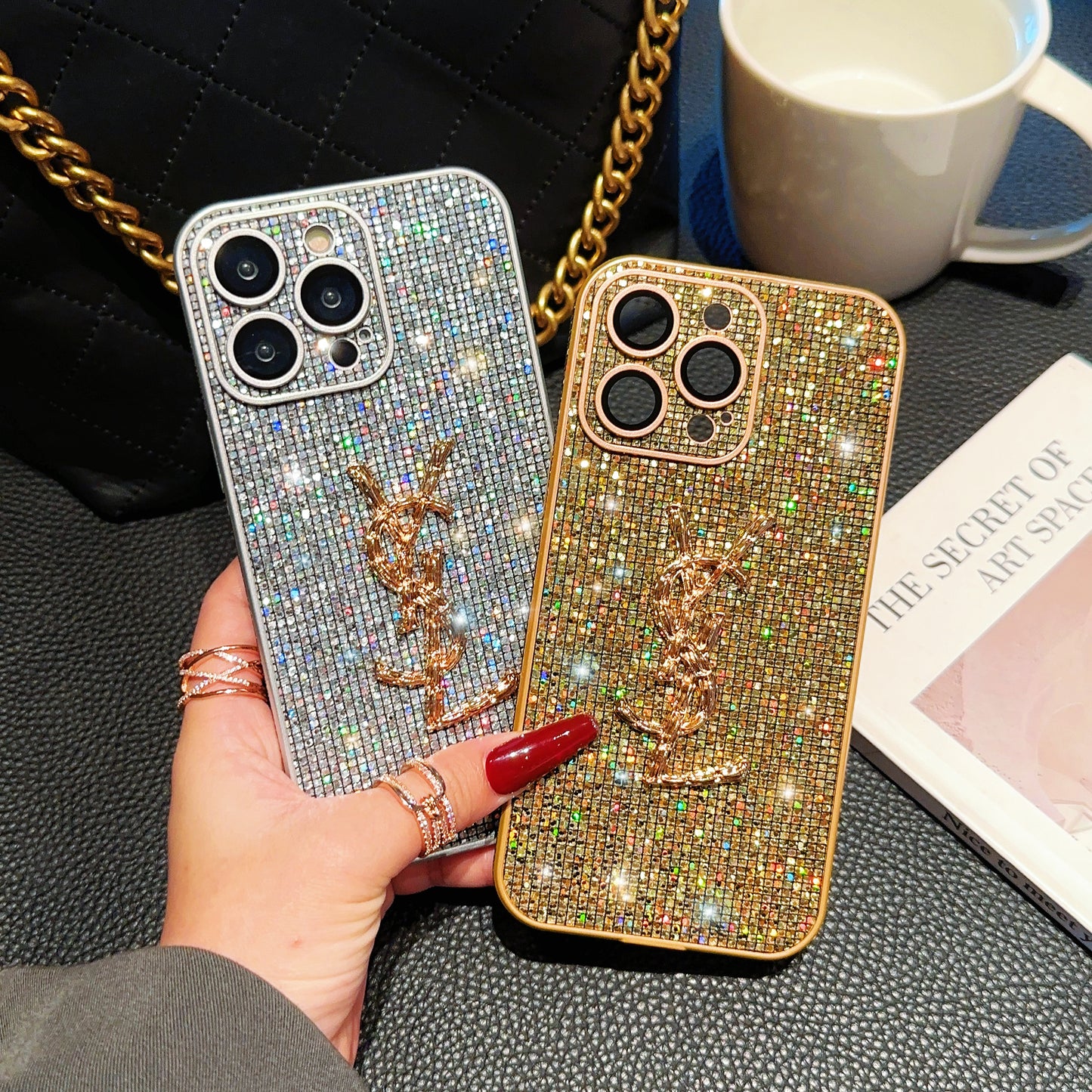 SLL Crystal-Embellished Apple Phone Case