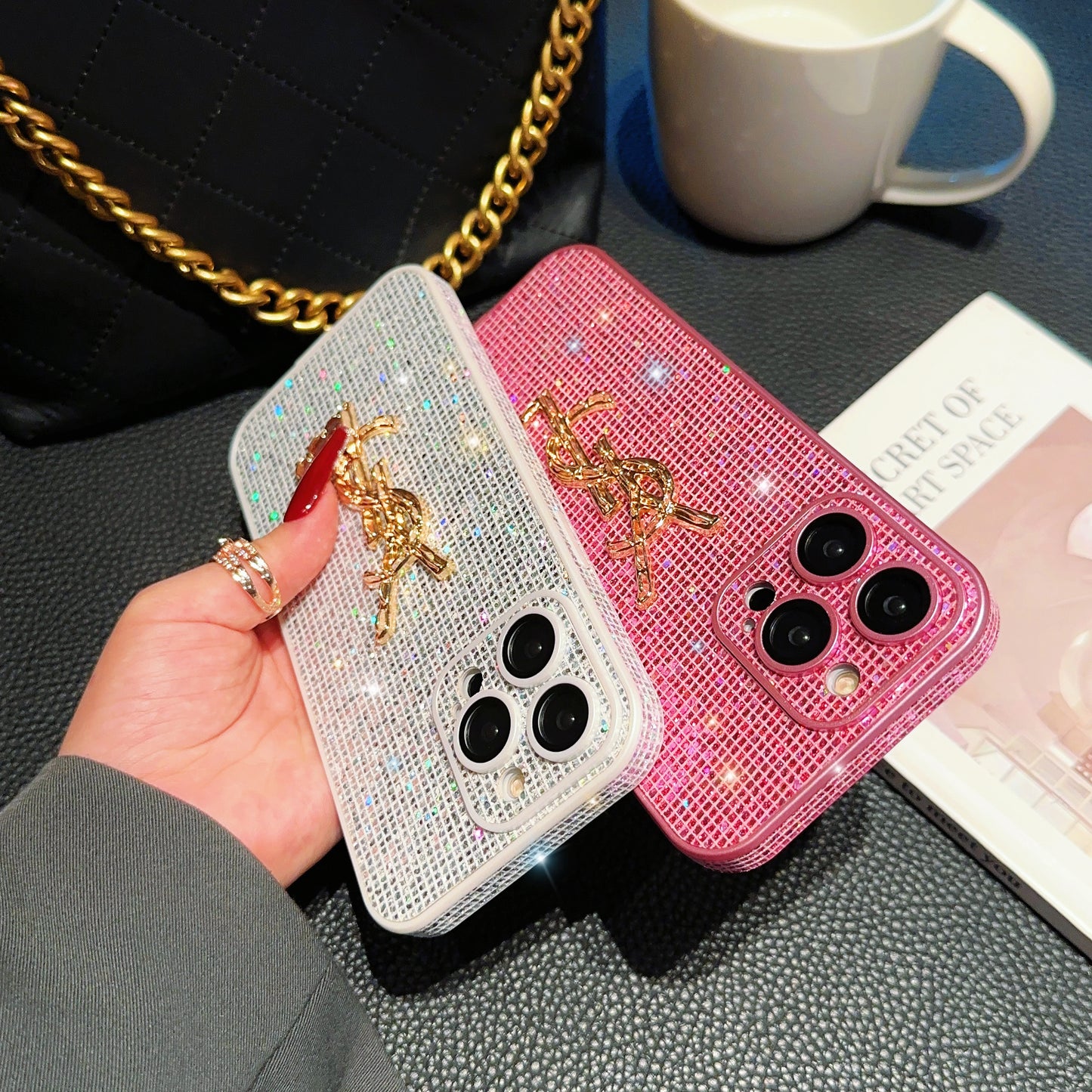 SLL Crystal-Embellished Apple Phone Case