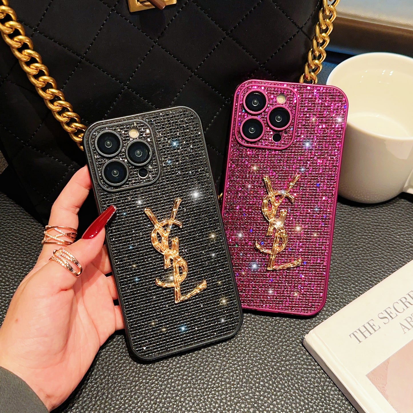 SLL Crystal-Embellished Apple Phone Case