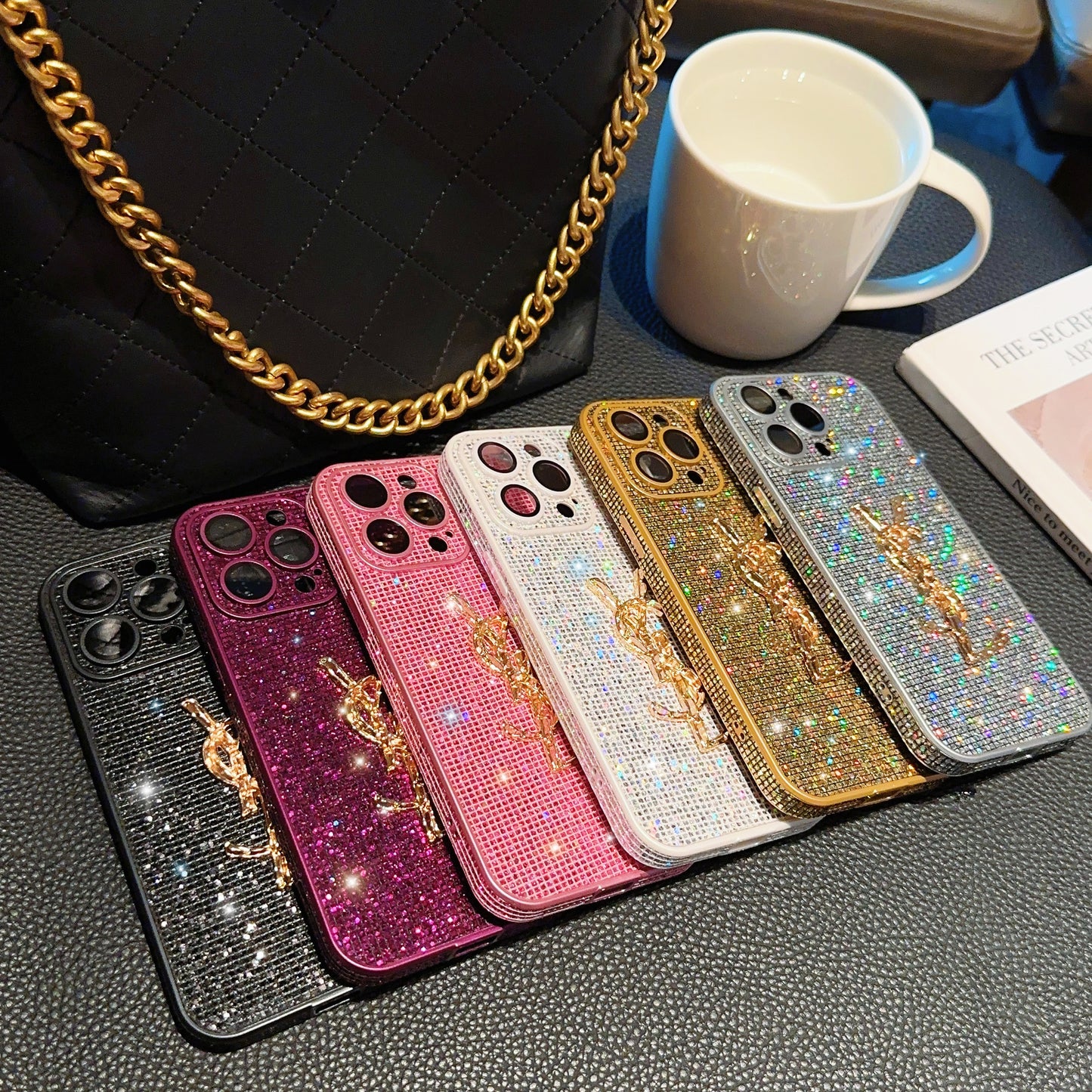 SLL Crystal-Embellished Apple Phone Case